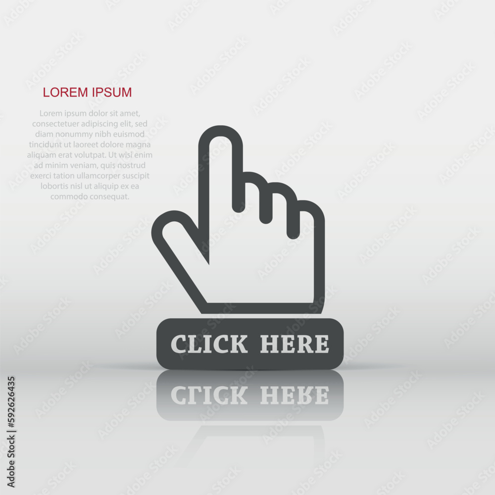Aufkleber vector click here icon in flat style. hand cursor sign illustration pictogram. pointer business conc