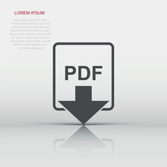 PDF file icon in flat style. PDF download sign illustration pictogram. Document business concept.