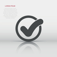 Check mark icon in flat style. Approved illustration pictogram. Ok sign business concept.