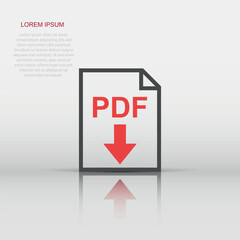 PDF icon in flat style. Document illustration pictogram. File sign business concept.