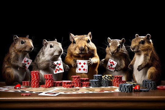 A flock of rodents playing cards