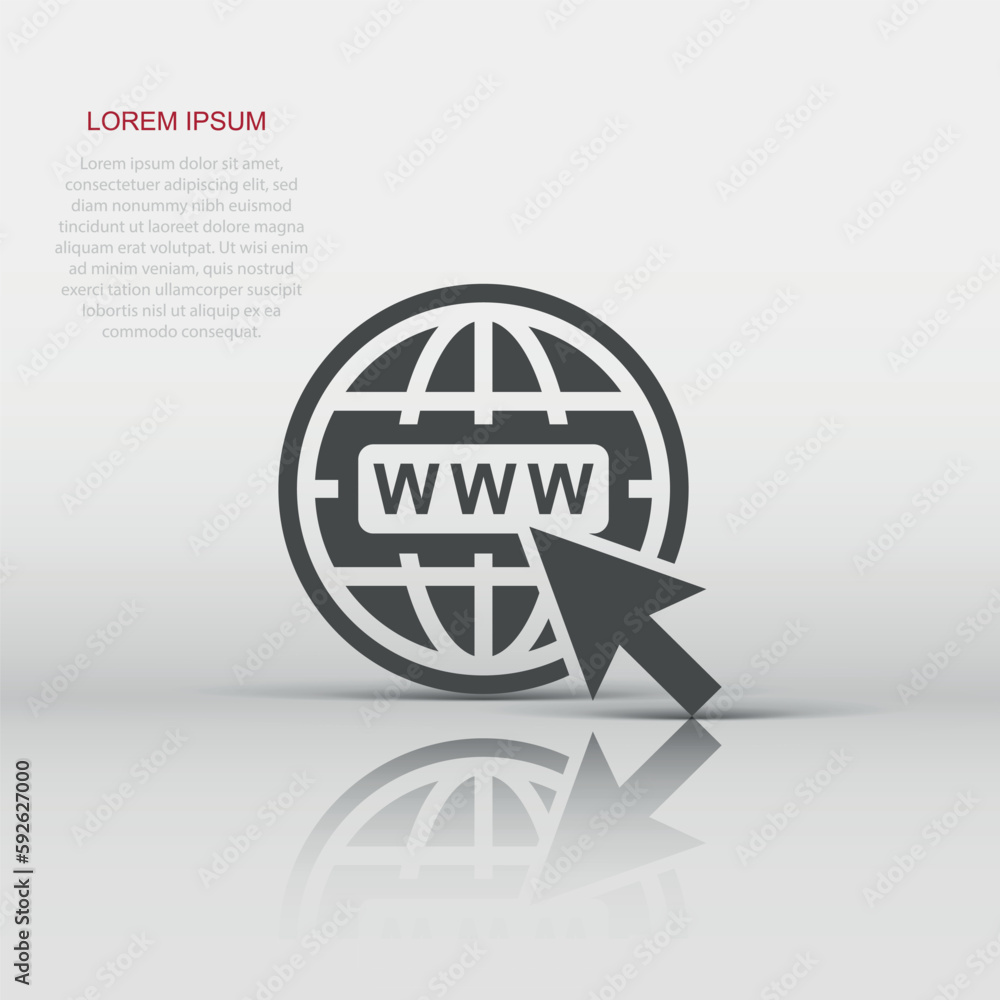Aufkleber vector go to web icon in flat style. globe world sign illustration pictogram. www url business conce