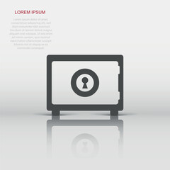 Vector money safe icon in flat style. Deposit money sign illustration pictogram. Protection business concept.