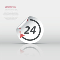 24 Hours sticker label. Vector illustration.