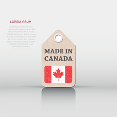 Hang tag made in Canada with flag. Vector illustration