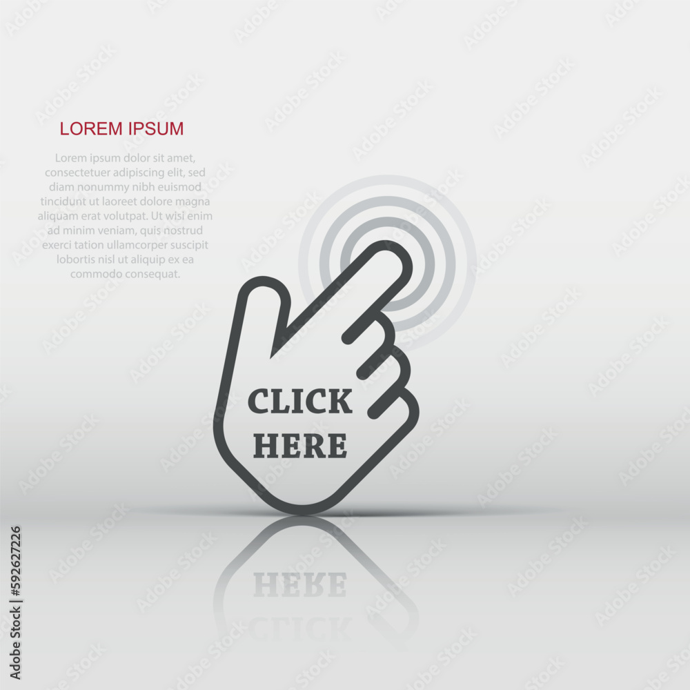 Aufkleber vector click here icon in flat style. hand cursor sign illustration pictogram. pointer business conc