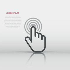 Vector click hand icon in flat style. Cursor finger sign illustration pictogram. Pointer business concept.