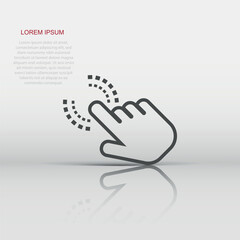 Vector click hand icon in flat style. Cursor finger sign illustration pictogram. Pointer business concept.