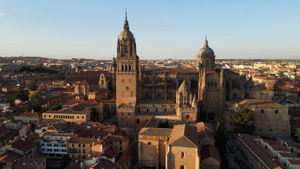 Fototapeta na wymiar Aerial view of Salamanca medieval city in Spain in a sunny day
