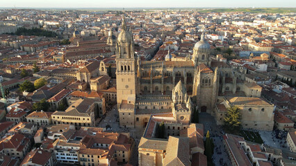 Aerial view of Salamanca medieval city in Spain in a sunny day
