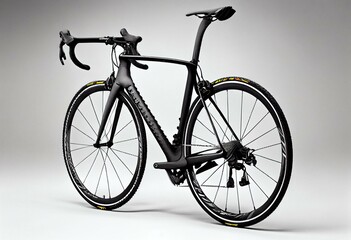 Fototapeta na wymiar black racing sport road bike bicycle isolated on white background. Generative AI