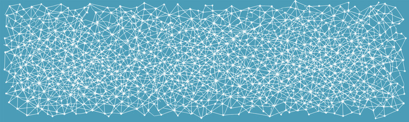 Organizational neural network texture with a blue background and white dots connected by lines, representing the complex interconnected structure of a modern organizational system.