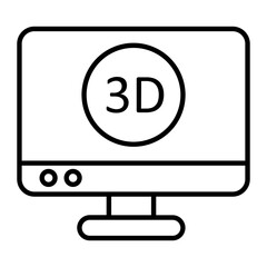 3d computer thin line icon