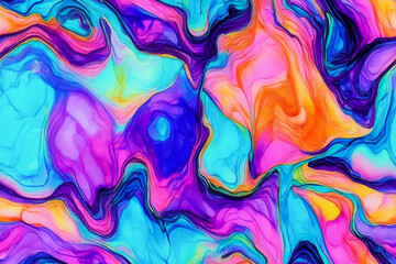 Abstract colorful fluid 3d background. Vivid painted illustration. Generative AI