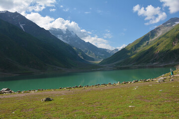 Fototapeta na wymiar Landscape lake in mountains
