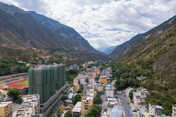Obraz premium Aerial shot of Xiaojin County, Aba Prefecture, Sichuan Province