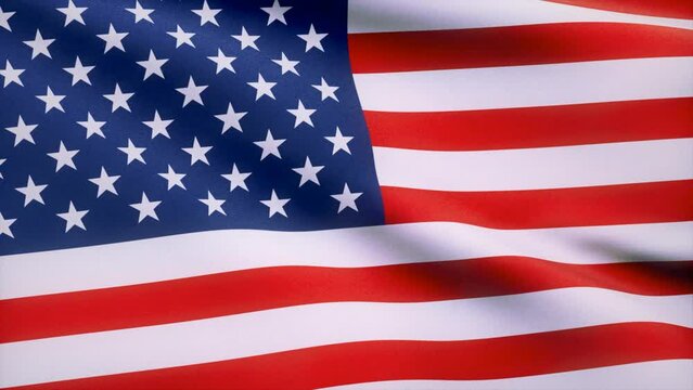 Seamless Loop of the American Flag Blowing in the wind, US Background Animation, 3D Render, 4k Resolution