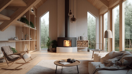 Fototapeta na wymiar Sustainable living Eco Friendly House Interior Home Environment
