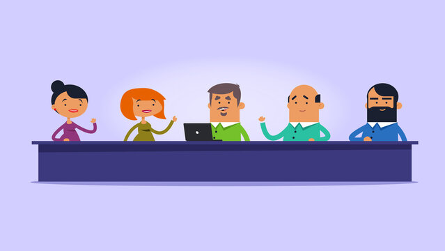 A meeting of people at a table 