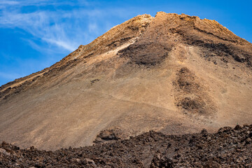 Hiking up at the summit of mount Teide Volcano in Tenerife 