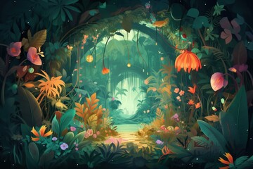 Fototapeta na wymiar illustration of tropical forest
