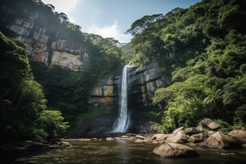waterfall in the mountains made with generative ai