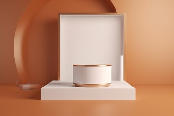 elegant white and gold podium for product showcase