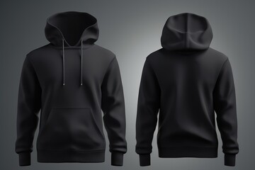 front and back view of hoodie on isloated surface for creating product mockup