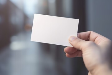 hand holding blank card