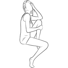 Fashion Woman Line Drawing.