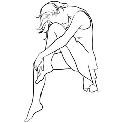 Fashion Woman Line Drawing.