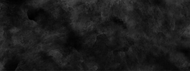 Grey and black watercolor texture background. Abstract black watercolor background painting.  Black background texture in painted watercolor.	