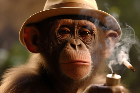 funny monkey picture smoking
