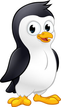 A penguin bird cute happy cartoon wildlife mascot character