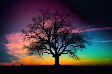 Naklejka na ściany i meble tree silhouette at sunset