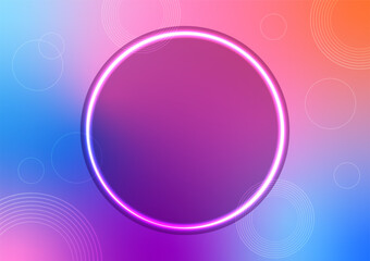 Abstract neon circle light line lens center gradient vivid vector background