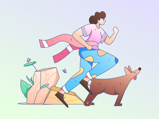 Vector internet operation hand-drawn illustration of people exercising and running healthy
