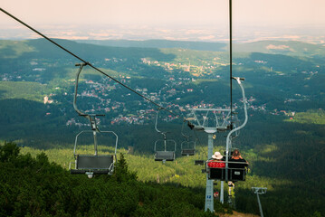 Chairlift in Szklarska Poręba, Poland, Giant Mountains.