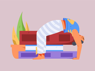 Vector internet operation hand-drawn illustration of people exercising and running healthy
