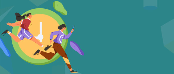 Vector internet operation hand-drawn illustration of people exercising and running healthy
