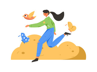 Vector internet operation hand-drawn illustration of people exercising and running healthy
