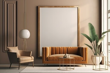 Photo frame in living room minimalist design,pastel colour palette