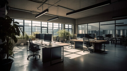 Fototapeta na wymiar Simplicity and Innovation in Modern Corporate Workspace, ai generated