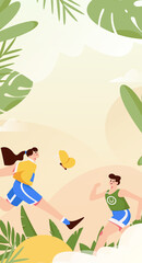Vector internet operation hand-drawn illustration of people exercising and running healthy
