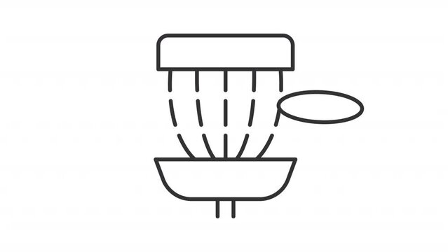 Disk golf linear animation. Throwing disk to target. Outdoor activity. Playing game. Sport gear. Seamless loop HD video with alpha channel on transparent background. Outline motion graphic animation