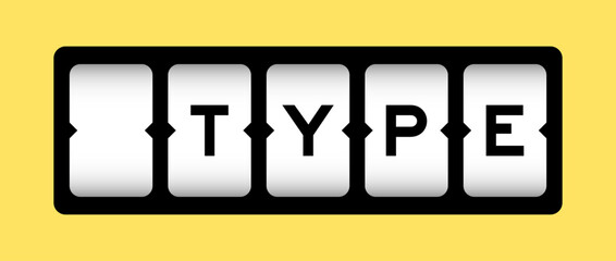 Black color in word type on slot banner with yellow color background