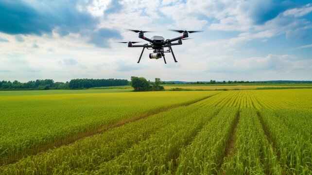 Using an agricultural drone, Smart Farm 4.0's Ai Generative idea fertilized the fields of green tea.