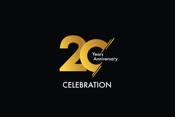 20th, 20 years, 20 year anniversary gold color on black background abstract style logotype. anniversary with gold color isolated on black background, vector design for celebration vector