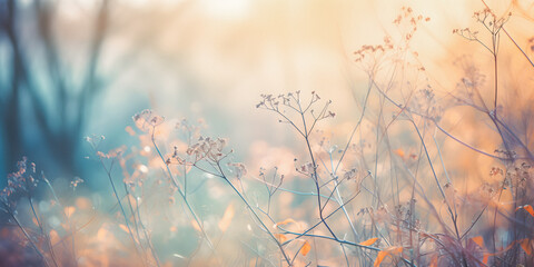 Tranquil leaves soft focus background with copy space, presentation background, dream atmosphere - generative AI