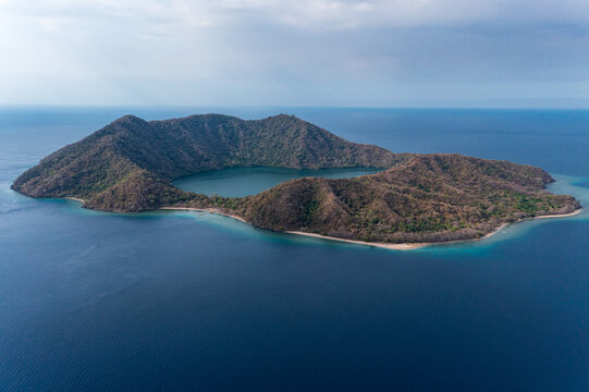Salt lake Satonda island aerial view